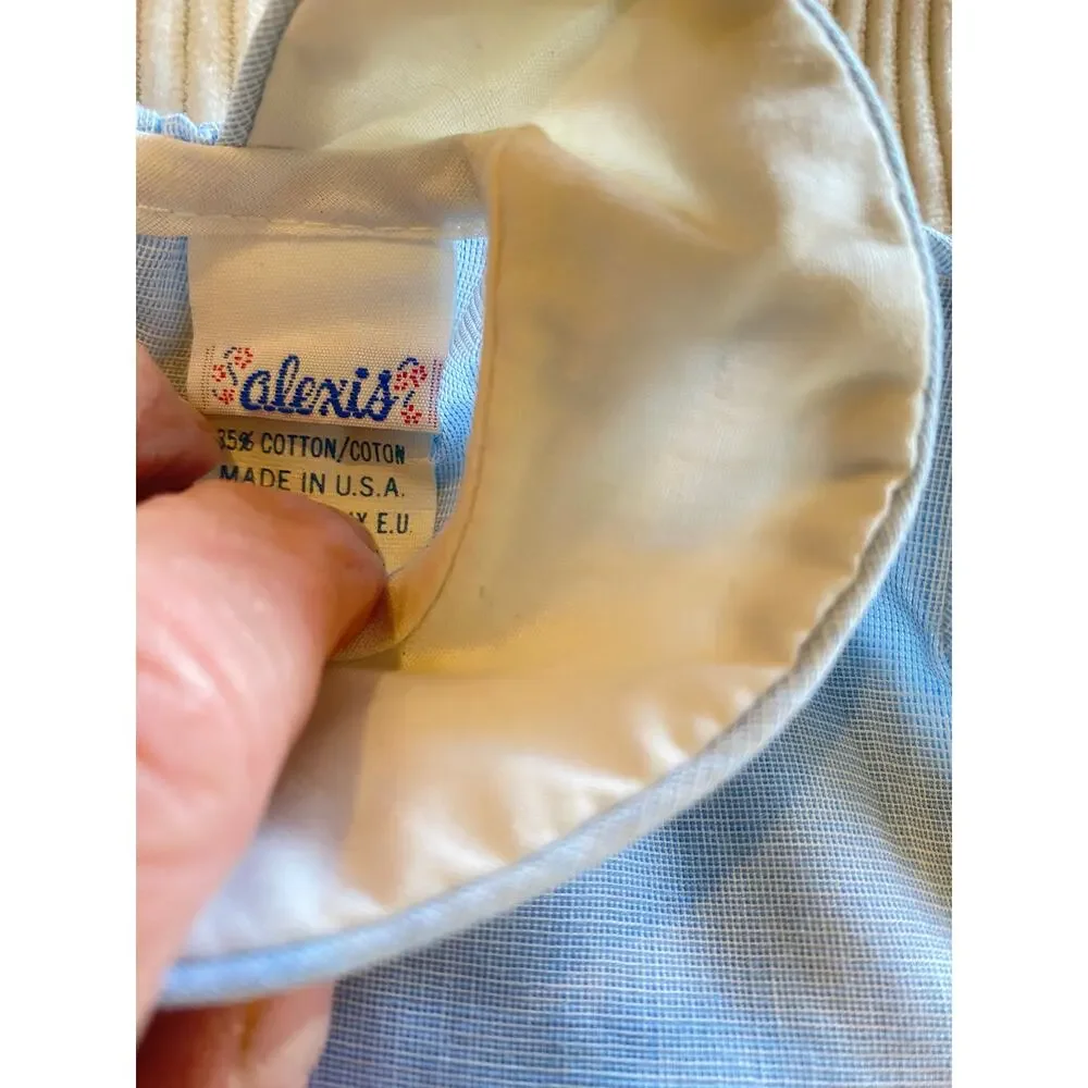 Alexis Baby Romper Vintage 80's Blue with White Details and Blue Button Detail